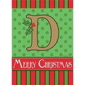 Magnolia Garden Flags Magnolia Garden Flags 1650 13 x 18 in. Merry Christmas Monogram D Burlap Garden Flag 1650